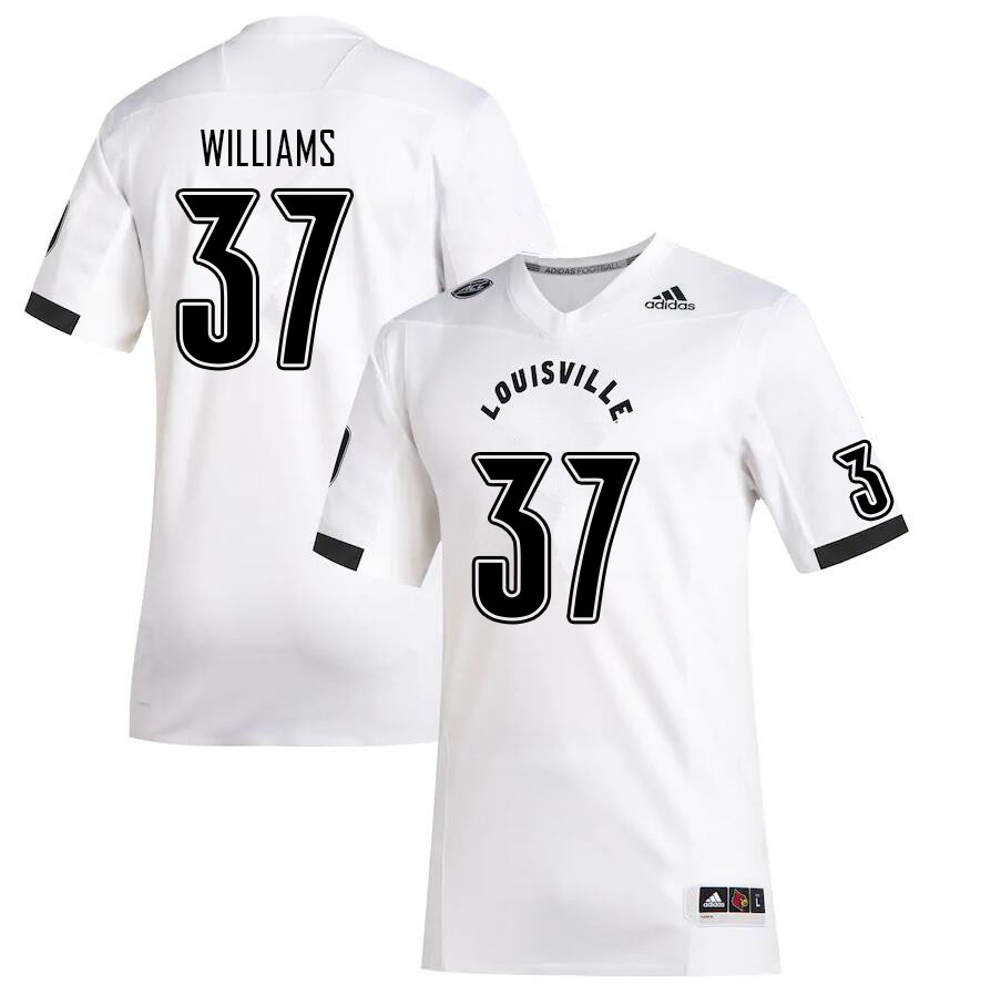 Men #37 Jaylen Williams Louisville Cardinals College Football Jerseys Sale-White - Click Image to Close